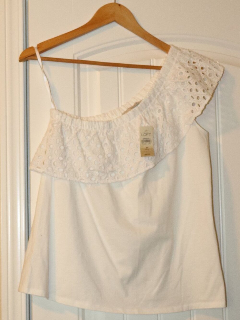 Loft One Shoulder Top - Sz Small Petite White